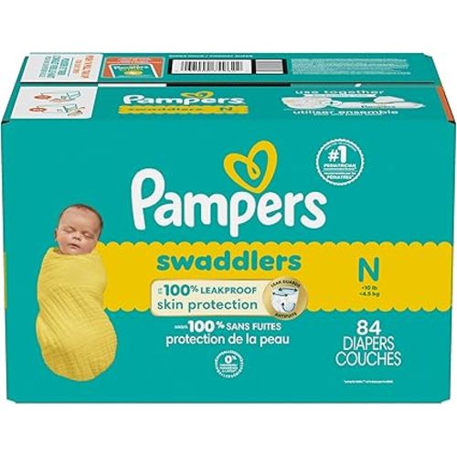 Pampers Swaddlers Diapers, Size 0, Absorbent, Keeps Baby Dry and Comfortable, Skin Safe Disposable Baby Diaper, 1 Pack (Count of 84)