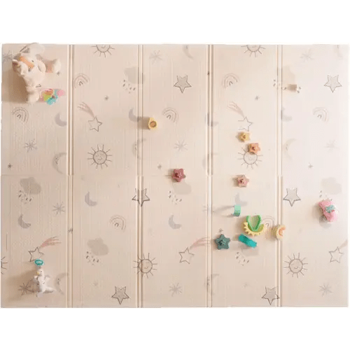 Nuby Reversible Baby Floor Mat, 77" x 58" - Foldable and Lightweight Baby Play Mat for Floor - Easy Storage and Travel - Stars and Sky