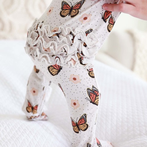 Butterfly Kisses Ruffle Zipper Footie