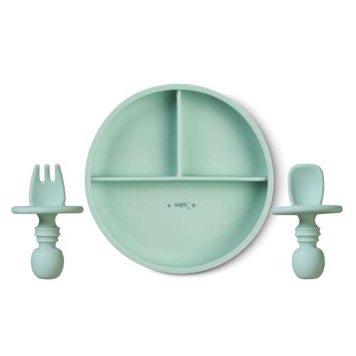 3 Compartment Plate with Anti Choke Training Utensils