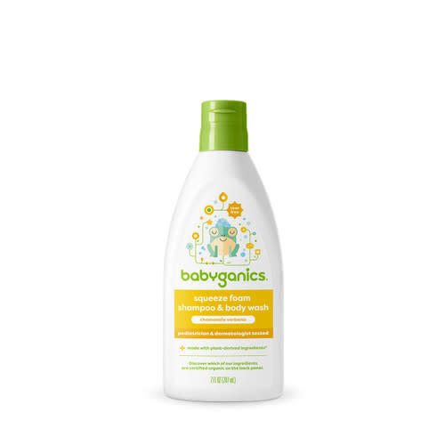 foam shampoo + body wash, chamomile verbena| babyganics