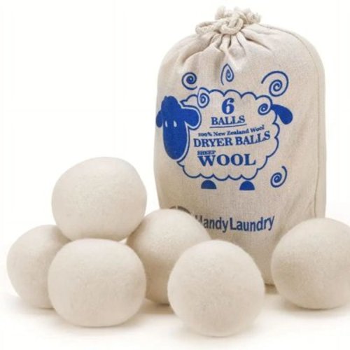 6 Pack All Natural Organic Wool Dryer Balls XL Size - Reusable Chemical Free Natural Fabric Softener, Anti Static, Reduces Clothing Wrinkles and Saves Drying Time