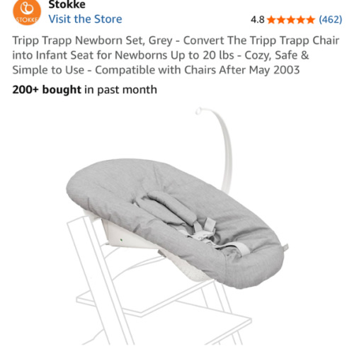 Tripp Trapp Newborn Set, Grey - Convert The Tripp Trapp Chair into Infant Seat for Newborns Up to 20 lbs - Cozy, Safe & Simple to Use - Compatible with Chairs After May 2003