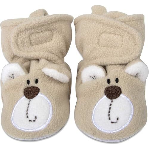 Cozy Fleece Baby Booties- Sherpa Baby Crib Booties Soft Soled Winter Shoes Unisex Fleece Booties Baby Boy, Baby Girl 0-6 Months