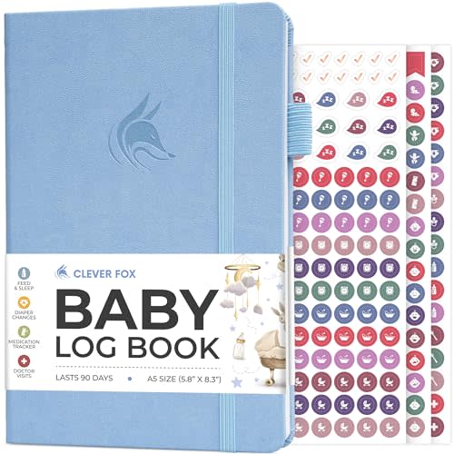 Clever Fox Baby Log Book – Daily Feeding & Sleep Tracker Journal – Medical Care Newborn Record, Gifts for New Parents & Baby Registry (Light Blue)