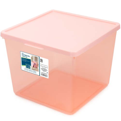 Your Zone Large Tinted Stacking Bin - Pink - Holds 15 lbs
