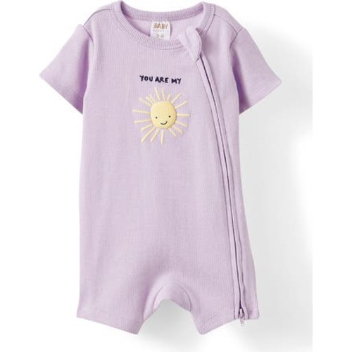 The Billie Short Sleeve Zip Romper, 6-9M