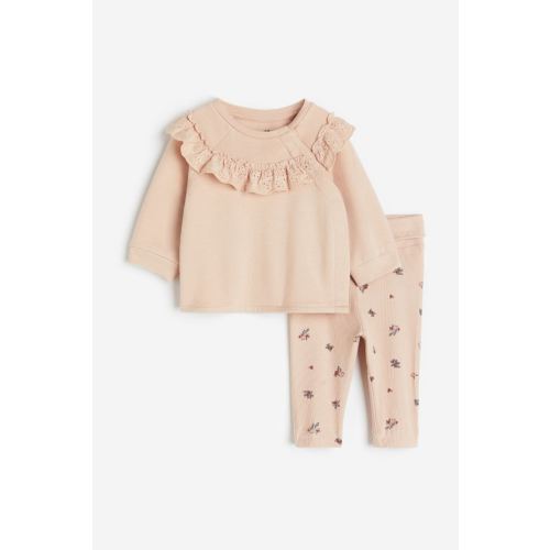 2-piece Cotton Set, Dusty pink/floral