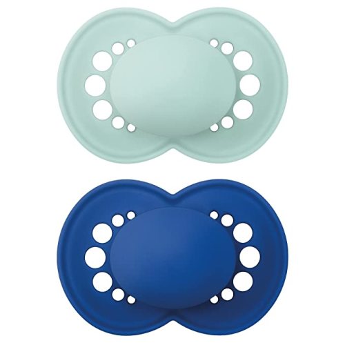 MAM Original Matte Baby Pacifier, Nipple Shape Helps Promote Healthy Oral Development, Sterilizer Case, 2 Pack, 6-16 Months, Boy,2 Count (Pack of 1) - Boy 1