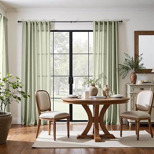 Linen Blend Curtains 2 Panels 50 x 84 Light Green