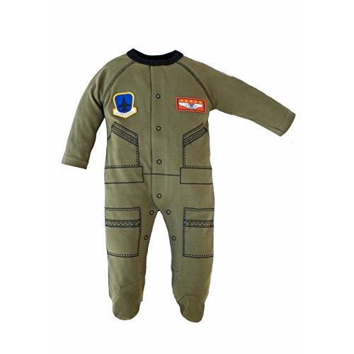 TROOPER Baby Aviator Flight Suit Long Sleeve Sleeper Olive W Black Trim