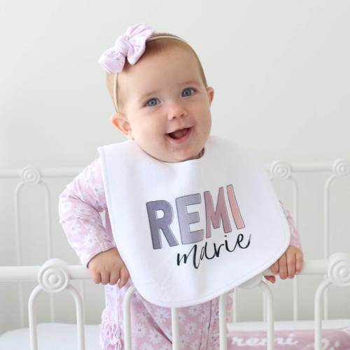 Personalized Color Block Baby Name Bib | Dusty Hues