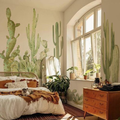 Original Hand Drawn Cactus Wall Decals Peel and Stick, Giant Prickly Pear Saguaro Wall Stickers, Tropical Cactus Wall Murals Stickers for Kids Room Playroom Nursery Bedroom Classroom, Style 5 - Extra Huge Cactus Set