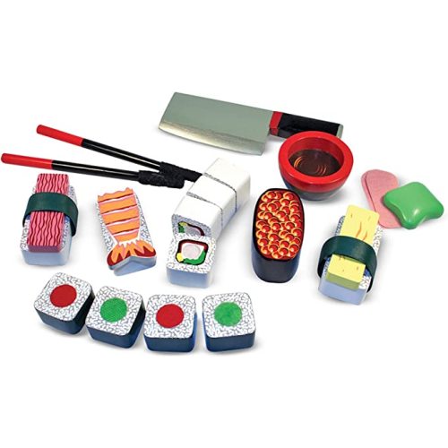 Melissa & Doug Sushi Slicing Play Food Set - Pretend Play Kitchen Toys, Wooden Sushi Food For Play, Pretend Sushi For Kids Ages 3+