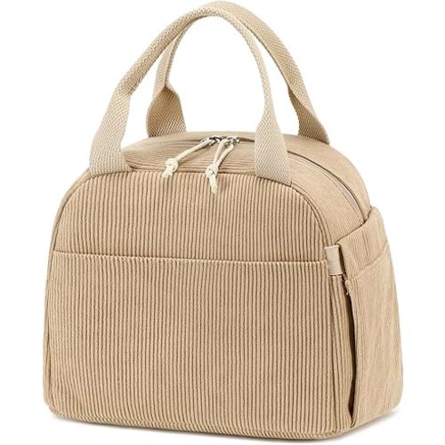 Bluboon Lunch Bag for Women Men Cute Corduroy Lunch Tote Bags Reusable Insulated Lunch Box Large Capacity Reusable Insulated Cooler for Work Picnic or Travel