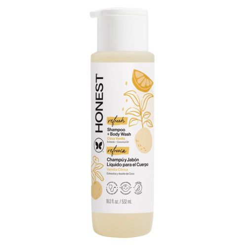 The Honest Company Refresh Shampoo + Body Wash - Citrus Vanilla - 18 fl oz: Dye-Free, Paraben-Free, Daily Use