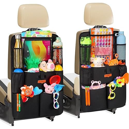 SURDOCA Car Organizers and Storage, Upgraded Car Seat Organizer with 11-inch Touch Screen Tablet Holder, Backseat Car Organizer with 8 Pockets, Car Seat Protector Road Trip Essentials for Kids