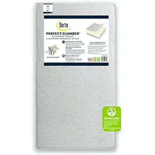 Serta Perfect Slumber Dual Sided Crib and Toddler Mattress - Waterproof - Hypoallergenic - Premium Sustainably Sourced Fiber Core -GREENGUARD Gold Certified (Non-Toxic) -7 Year Warranty - Made in USA - Crib Mattress - Mattress Only