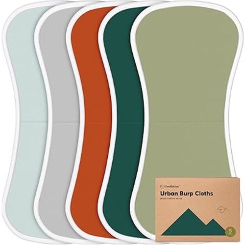Organic Burp Cloths Baby Boy & Girl - 5-Pack Super Absorbent Cotton Burping Cloths for Babies, Soft & Plush Newborn Spit Up Rags, Infant Towels for Milk Spit Up, Unisex, Large 21" x 10" (Hunter)