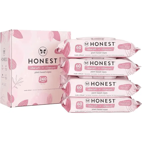 The Honest Company Nourish + Cleanse Naturally Scented Wipes | Cleansing Multi-Tasking Wipes | 99% Water, Plant Based, Hypoallergenic | Sweet Almond, 240 Count