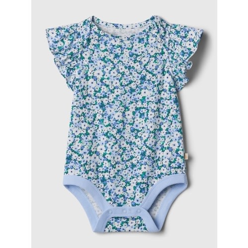 babyGap Mix and Match Ruffle Bodysuit in light blue floral, size: 0-3 M