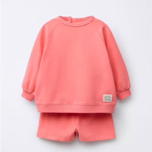 SWEATSHIRT AND SHORTS SET WITH LABEL - Pink | ZARA United States