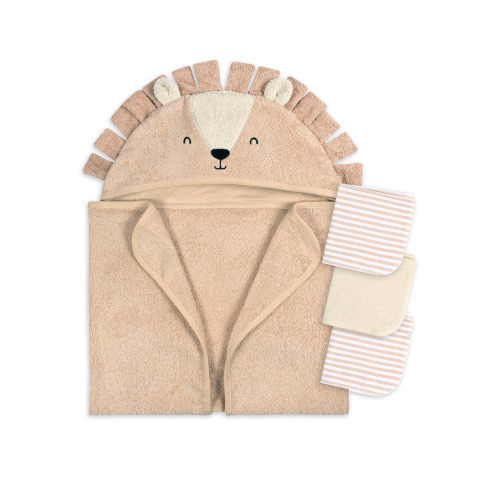 Gerber Baby Boy or Girl Casual Unisex Hooded Terry Towel and Washcloths, 4-Piece Bath Set