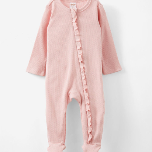 Organic Pointelle Ruffle Zip All In One