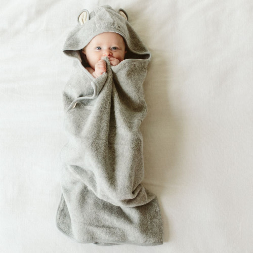 Goumi Kids x Babylist Cotton Terry Animal Hooded Bath Towel - Pebble, O/S