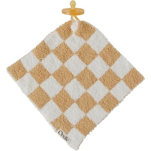 Orelle Checkered Baby Pacifier Lovey Blanket | Brown
