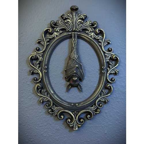 Gothic Framed Hanging Bat Wall Decor