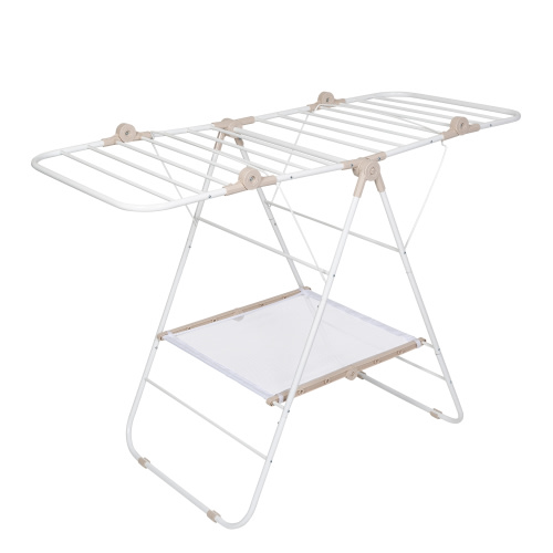 Mainstays Folding Steel and Mesh Freestanding Wing Clothes Drying Rack, White