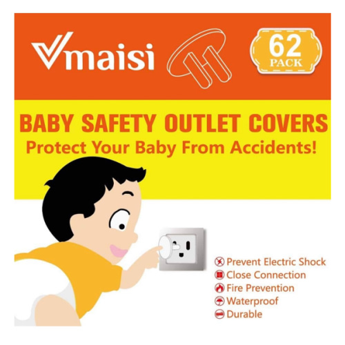 62 Pieces Outlet Covers ChildProof Plug Protector - Vmaisi Baby Proofing Electrical Safety Outlet Plugs