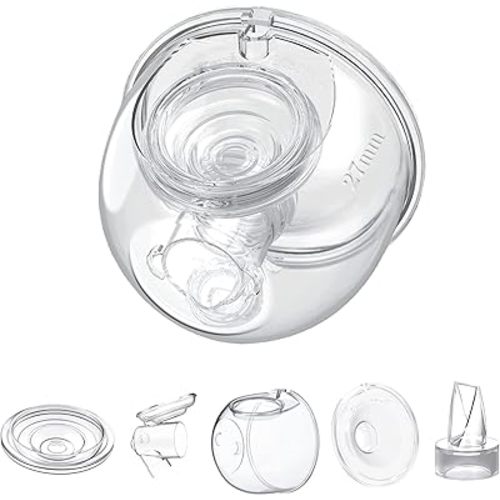 Wearable Breast Pump Milk Collector Cup Accessories,Compatible with TSRETE S12/S9,Kmaier S12 Wearable Breast Pump,Include Duckbill Valve,Silicone Diaphragm,27mm Flange,Milk Collector,Linker