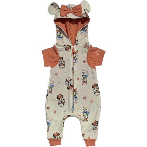 Disney Baby Girls' Minnie Mouse Romper - 2 Piece Sleeveless Bodysuit Coveralls and T-Shirt (0-24M)