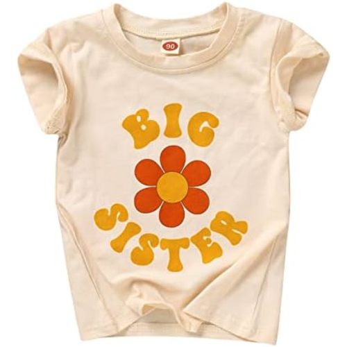 Big Sister Shirt for Little Girls Cotton T-Shirt Clothes Short Sleeve Tops Toddler Baby Announcement Outfits