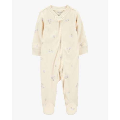 3M Baby Floral Print 2-Way Zip Terry Sleep & Play Pajamas - Ivory - Carter's | Carter's
