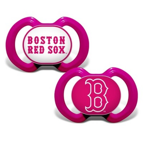 BabyFanatic Girls Pink Pacifier 2-Pack - MLB Boston Red Sox.