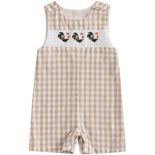 Infant Baby Boy Girl Overalls Outfit Sleeveless Farm Romper Plaid Straps Jumpsuit One Piece Playsuit Summer Clothes