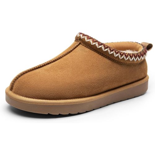 DREAM PAIRS Women's Fuzzy Cozy Slippers Genuine Suede Indoor Outdoor Fluffy Home Comfy Winter Slip On Cute Warm Memory Foam Furry Shoes FuzzyEasy