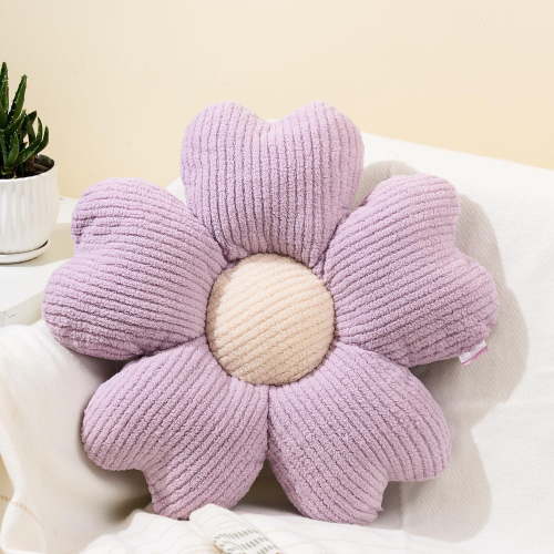 COOKCOK Flower Pillow, 15.7" Flower Shaped Throw Pillow, Daisy Plush Floor Pillow Seat Cushion Cute Aesthetic Decorative Throw Pillows for Bed Home Sofa Chair Couch Decor, Purple