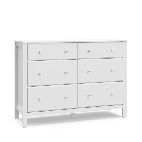 Storkcraft Horizon 6 Drawer Dresser (White) - GREENGUARD Gold Certified, 6 Drawer Dresser with Interlocking Drawer System, Dresser Drawer Organizer for Kids' Bedroom