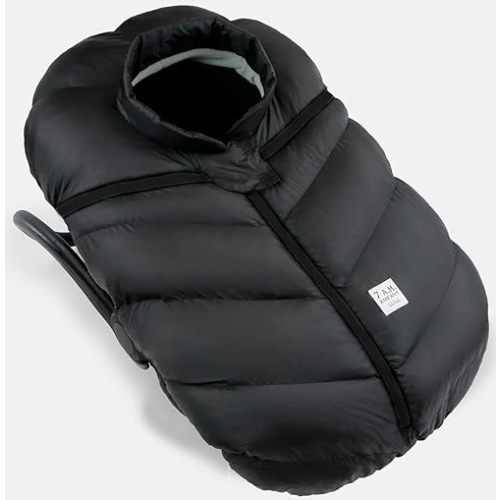 7AM Infant Car Seat Cover - Winter Puffy Cover with Center Zipper for Baby Boys & Girls, Lightweight, Windproof & Water-Repllent Outer Shell, Universal Fit for Infant Car Seat | (0-12M)