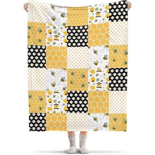 Bee Blanket Lightweight Flannel Throw Blanket Gifts for Girls Women in All Season Blanket for Bed/Couch/Sofa 30"x40" for Baby/Pets