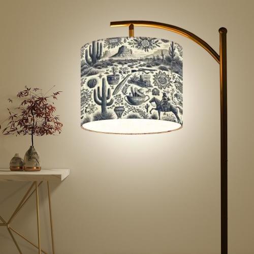 Book Nook Floor Lamp with Linen Drum Lampshade (Made in USA) Western Desert Cowboy Decoupage, Standing Lamp, USA Made in America