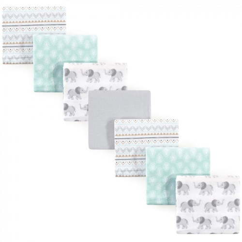 Hudson Baby Infant Cotton Flannel Receiving Blankets Bundle, Gray Elephant, One Size