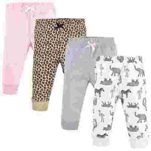 Hudson Baby Infant and Toddler Girl Cotton Pants 4pk, Modern Pink Safari, 0-3 Months