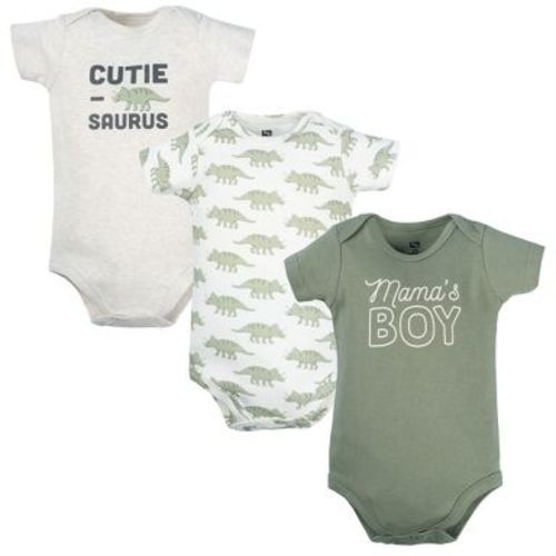 Hudson Baby Boy Cotton Bodysuits 3-Pack, Mamas Boy Dino, 3-6 Months