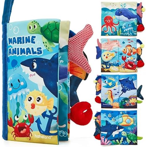 hahaland Baby Books 0-6 Months, Infant Tummy Time Toy Baby Toys 6 to 12 Months Touch Feel Book Baby Gifts for Boy Girl 0-3 Months Learning Toy Baby Birthday Easter Basket Stuffers(Single)