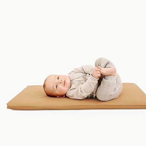 Gathre Baby Changing Pad, Made of Premium, Soft, Water-Resistant Vegan Leather, Portable Playmat for Babies, Use at Home Nursery or During Travel - Camel
